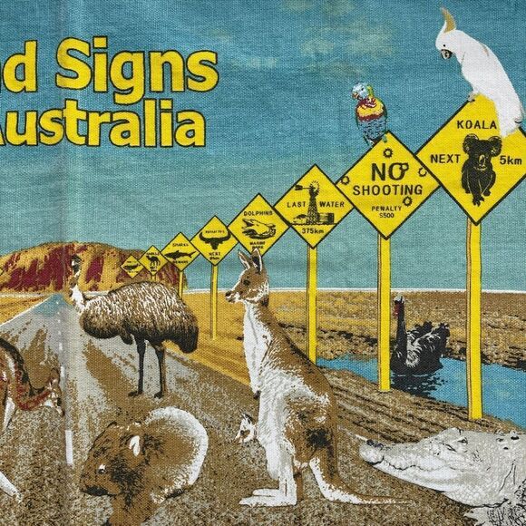 Citer Australia Road Signs Cotton Kitchen Tea Towel 28" X 17.75" Souvenir - Picture 7 of 11